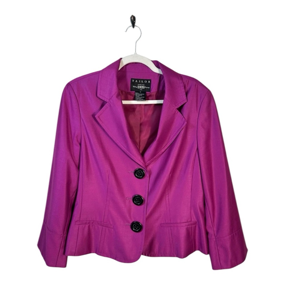 B.MOSS TAILOR magenta silky dress jacket women's size 14 office date night - Picture 1 of 3